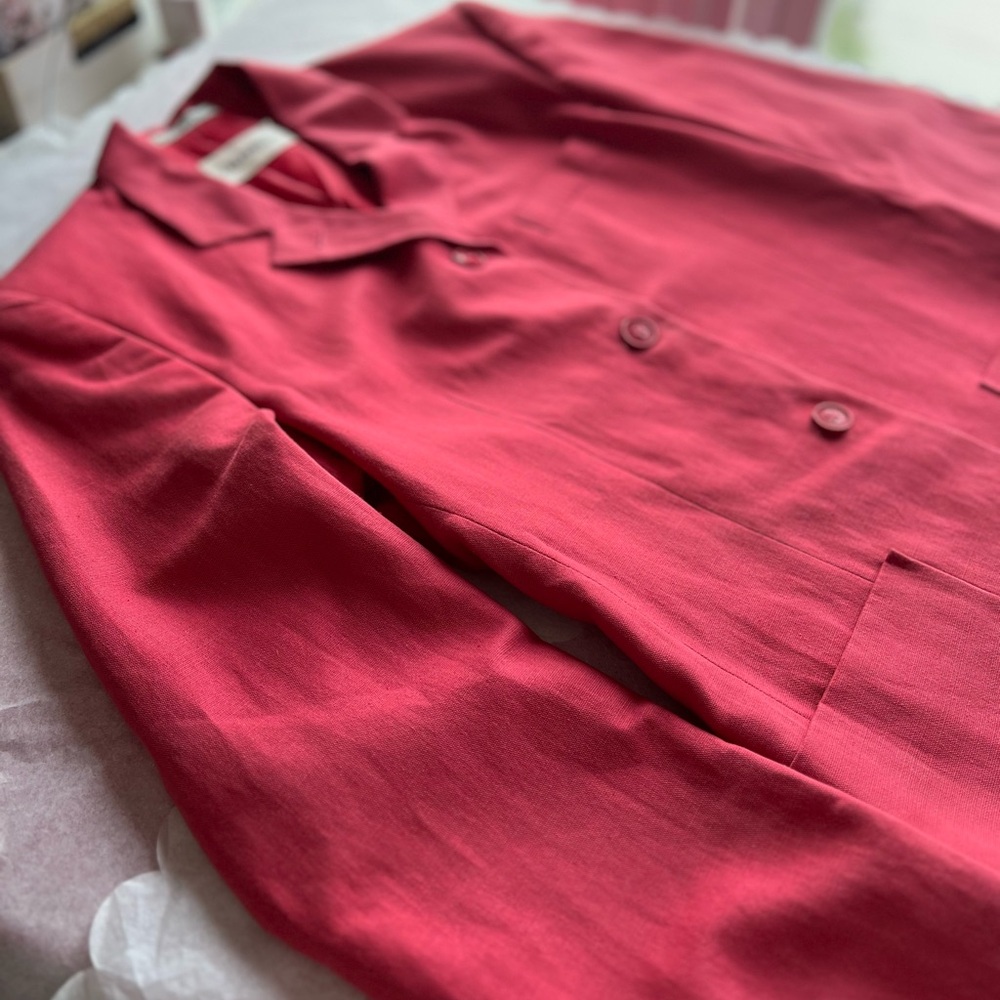 EUC VTG 90s Alfred Linen Blazer and Skirt matching wrap skirt xs coral pink - Picture 7 of 16
